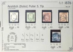 1876 Ayyıldızlı Duloz Pullar 5. Tip İsfila 91-95 Damgalı Tam Seri