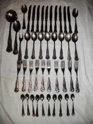 Antika - 12262-ÇOK ŞAHANE 70 Lİ YILLAR ARG 800 DAMGALI GÜMÜŞ KAPLAMA ÇATAL BIÇAK TAKIMI - kitantik - kitaLog