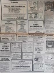 Hürriyet Magazin Gazetesi - Neşe Karaböcek - Semra Atılay - Hülya Koçyiğit - Mehlika Kenter - Gönül Yazar - Ancelo - Wilva Sirki - Ayhan Özgün - Nihal Köknar - İkmal Şefi Aranıyor - Halkın Hücumuna Uğradı - Öğretmen Aranıyor - Mustafa Semih Zarifoğlu - Cengiz Belit - Sanayi Sitesi - Scandi - Norayr Sert - Ziya Ülker - Fazıl Dikmen - Önal Özsaruhan - Selim Arda - Acı Bir Kayıp - Hava Astsubay Sınıf Okullarına Öğrenci Alınacaktır fotoğraf ve haberi - Gazete Tam Değil Sadece 2 Sayfası Mevcuttur