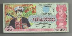 LOT.2 » 9 EKİM 1979 PİYANGO SATICISI TEMALI MİLLİ PİYANGO YARIM BİLET (426704)...