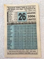 26 AĞUSTOS 2006-TAKVİM YAPRAĞI-DOĞUM GÜNÜ HEDİYESİ-FAZİLET TAKVİMİ