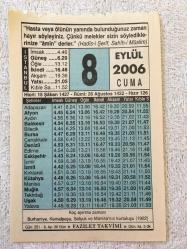 Efemera - 8 EYLÜL 2006-TAKVİM YAPRAĞI-DOĞUM GÜNÜ HEDİYESİ-FAZİLET TAKVİMİ - kitantik - kitaLog
