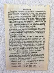 21 EYLÜL 2006-TAKVİM YAPRAĞI-DOĞUM GÜNÜ HEDİYESİ-FAZİLET TAKVİMİ