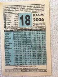 18 KASIM 2006-TAKVİM YAPRAĞI-DOĞUM GÜNÜ HEDİYESİ-FAZİLET TAKVİMİ