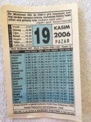 19 KASIM 2006-TAKVİM YAPRAĞI-DOĞUM GÜNÜ HEDİYESİ-FAZİLET TAKVİMİ