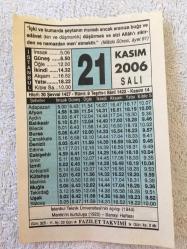 21 KASIM 2006-TAKVİM YAPRAĞI-DOĞUM GÜNÜ HEDİYESİ-FAZİLET TAKVİMİ
