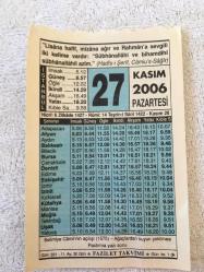 27 KASIM 2006-TAKVİM YAPRAĞI-DOĞUM GÜNÜ HEDİYESİ-FAZİLET TAKVİMİ