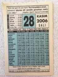 28 KASIM 2006-TAKVİM YAPRAĞI-DOĞUM GÜNÜ HEDİYESİ-FAZİLET TAKVİMİ28