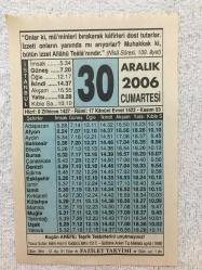 Efemera - 30 ARALIK 2006-TAKVİM YAPRAĞI-DOĞUM GÜNÜ HEDİYESİ-FAZİLET TAKVİMİ - kitantik - kitaLog