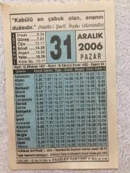 31 ARALIK 2006-TAKVİM YAPRAĞI-DOĞUM GÜNÜ HEDİYESİ-FAZİLET TAKVİMİ