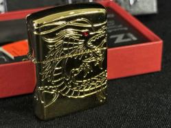 Orijinal Zippo Asian Dragon / Asia Ejderhası Gold Plated Armor 360 MultiCut Engraving