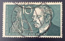 Almanya pulu-Mektup Zarfından Kesilmiş  / Postadan Geçmiş Pul Filateli - Damgalı - RUDOLF DIESEL 13.3.1958, 10  - YABANCI PULLAR