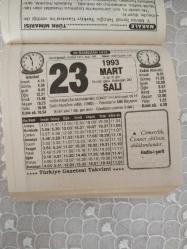 Türkiye Gazetesi takvimi 23 Mart 1993 doğum günü hediyesi hediyelik takvim yaprağı