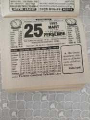 Türkiye Gazetesi takvimi 25 Mart 1993 doğum günü hediyesi hediyelik takvim yaprağı