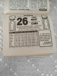 Türkiye Gazetesi takvimi 26 Mart 1993 doğum günü hediyesi hediyelik takvim yaprağı