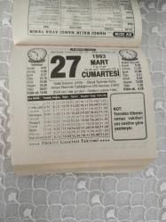 Türkiye Gazetesi takvimi 27 Mart 1993 doğum günü hediyesi hediyelik takvim yaprağı