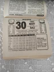 Türkiye Gazetesi takvimi 30 Mart 1993 doğum günü hediyesi hediyelik takvim yaprağı