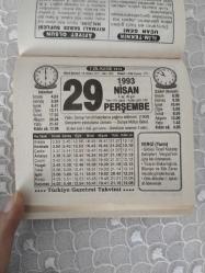 Türkiye Gazetesi takvimi 29 Nisan 1993 doğum günü hediyesi hediyelik takvim yaprağı