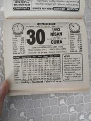 Türkiye Gazetesi takvimi 30 Nisan 1993 doğum günü hediyesi hediyelik takvim yaprağı