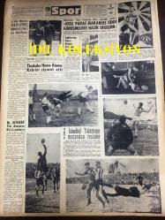GÜNLÜK SPOR GAZETESİ - 7 MAYIS 1957 - EŞFAK AYKAÇ - VOLEYBOLDA DÜNYA ŞAMPİYONASI - GALATASARAY - ALTAYSPOR - NECDET ERDEM - MİMİ İLE MEMO, MORT WALKER, DICK BROWN, MADDOCKS, STEVE CANYON, JED FORAM ÇİZGİ ROMAN - FENERBAHÇENİN TARİHİ - ÖMER ÜNER - PERTEV TUNASELİ - APİKOĞLU SUCUK REKLAMI - TURGUT DİNSEL - PANCHO GONZALES - SALİH TEMİZER - FAY REKLAMI - TURAN GÜNEŞ