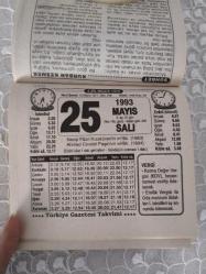 Türkiye Gazetesi takvimi 25 Mayıs 1993 doğum günü hediyesi hediyelik takvim yaprağı