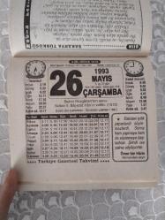 Türkiye Gazetesi takvimi 26 Mayıs 1993 doğum günü hediyesi hediyelik takvim yaprağı
