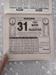 Türkiye Gazetesi takvimi 31 Mayıs 1993 doğum günü hediyesi hediyelik takvim yaprağı
