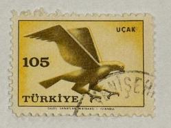 Mektup Zarfından Kesilmiş  / Postadan Geçmiş Pul Filateli - Yenişehir Damgalı - GÜVERCİN - 105 PARA - Türkiye Cumhuriyeti