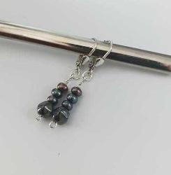 925 Gümüş Yanar Döner Hakiki Siyah İnci ve Hematit Taşlı Kolye ve Küpe Set