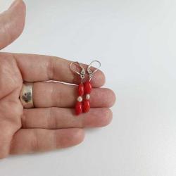 El Yapımı 925 Gümüş  Mercan ve Şekilsiz Hakiki İnci Taşlı Kolye ve Küpe Set