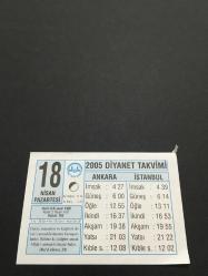 18 NİSAN 2005-TAKVİM YAPRAĞI-DOĞUM GÜNÜ HEDİYESİ-DİYANET TAKVİMİ,AİLE PLANLAMASININ  FELSEFİ TEMELİ,