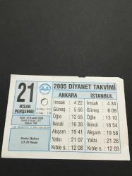 21 NİSAN 2005-TAKVİM YAPRAĞI-DOĞUM GÜNÜ HEDİYESİ-DİYANET TAKVİMİ,EBELER HAFTASI,21-28 NİSAN