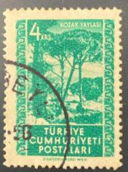 Mektup Zarfından Kesilmiş  / Postadan Geçmiş Pul Filateli - 1956 Damgalı -  KOZALAK YAYLASI , 4 KURUŞ -  Türkiye Cumhuriyeti