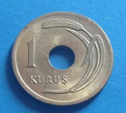 1951 Delikli 1 Kuruş (noktalı)Çil