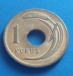 1951 Delikli 1 Kuruş Çil noktalı