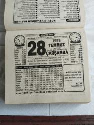 Türkiye Gazetesi takvimi 28 Temmuz 1993 doğum günü hediyesi hediyelik takvim yaprağı