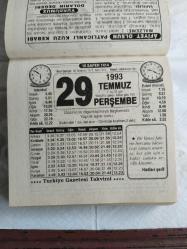 Türkiye Gazetesi takvimi 29 Temmuz 1993 doğum günü hediyesi hediyelik takvim yaprağı