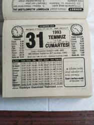 Türkiye Gazetesi takvimi 31 Temmuz 1993 doğum günü hediyesi hediyelik takvim yaprağı