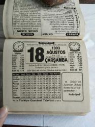 Türkiye Gazetesi takvimi 18 Ağustos 1993 doğum günü hediyesi hediyelik takvim yaprağı