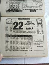 Türkiye Gazetesi takvimi 22 Ağustos 1993 doğum günü hediyesi hediyelik takvim yaprağı