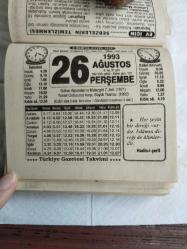 Türkiye Gazetesi takvimi 26 Ağustos 1993 doğum günü hediyesi hediyelik takvim yaprağı