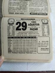 Türkiye Gazetesi takvimi 29 Ağustos 1993 doğum günü hediyesi hediyelik takvim yaprağı
