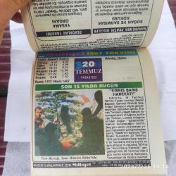 MİLLYET TAKVİMİ 20 TEMMUZ 1987 - DOĞUM GÜNÜ HEDİYESİ HEDİYELİK TAKVİM YAPRAĞI