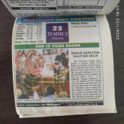 MİLLYET TAKVİMİ 23 TEMMUZ 1987 - DOĞUM GÜNÜ HEDİYESİ HEDİYELİK TAKVİM YAPRAĞI