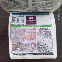 MİLLYET TAKVİMİ 24 TEMMUZ 1987 - DOĞUM GÜNÜ HEDİYESİ HEDİYELİK TAKVİM YAPRAĞI