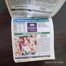 MİLLYET TAKVİMİ 30 TEMMUZ 1987 - DOĞUM GÜNÜ HEDİYESİ HEDİYELİK TAKVİM YAPRAĞI