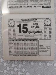 Efemera - Türkiye Gazetesi takvimi 15 Eylül 1993 doğum günü hediyesi hediyelik takvim yaprağı - kitantik - kitaLog