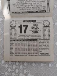 Efemera - Türkiye Gazetesi takvimi 17 Eylül 1993 doğum günü hediyesi hediyelik takvim yaprağı - kitantik - kitaLog