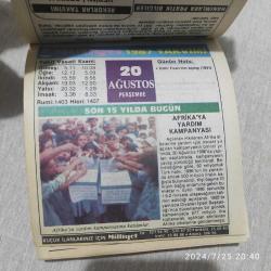 MİLLİYET TAKVİMİ 20 AĞUSTOS 1987 - DOĞUM GÜNÜ HEDİYESİ HEDİYELİK TAKVİM YAPRAĞI