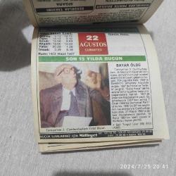 MİLLİYET TAKVİMİ 22 AĞUSTOS 1987 - DOĞUM GÜNÜ HEDİYESİ HEDİYELİK TAKVİM YAPRAĞI